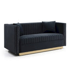Contemporary Vertical Channel Tufted Velvet Sofa Loveseat - 61.40 x 28.00 x 28.00