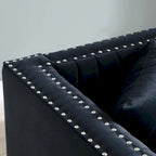 Contemporary Vertical Channel Tufted Velvet Sofa Loveseat - 61.40 x 28.00 x 28.00