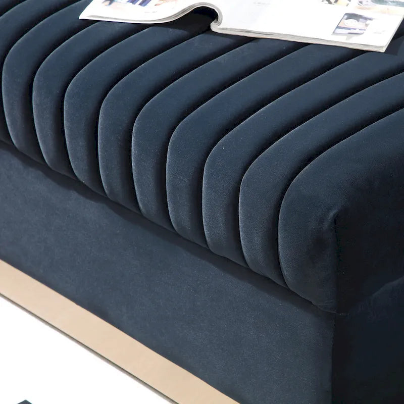 Contemporary Vertical Channel Tufted Velvet Sofa Loveseat - 61.40 x 28.00 x 28.00