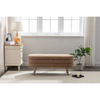 Velvet Fabric Storage Bench with Wood Legs