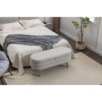 Velvet Fabric Storage Bench with Wood Legs