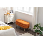 Velvet Fabric Storage Bench with Wood Legs