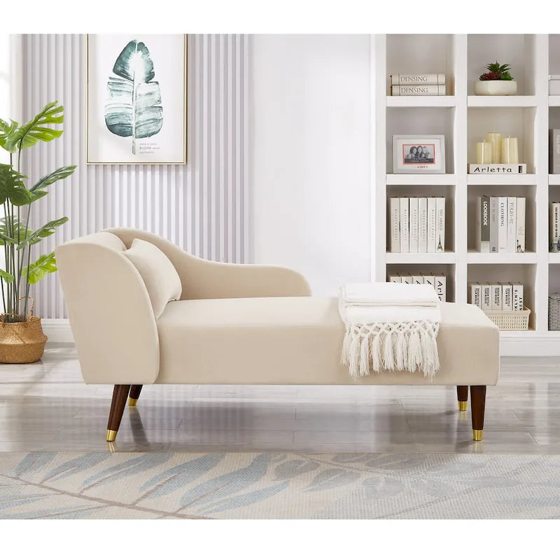 Modern Chaise Lounge Chair with Velvet Upholstery - 29.50 x 55.90 x 28.70