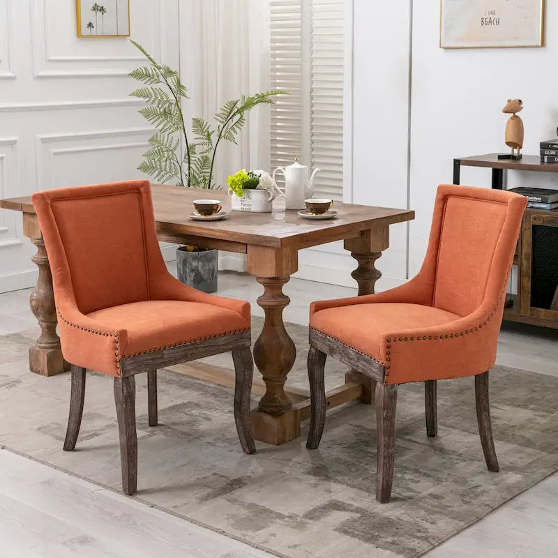 Ultra Side Dining Chair with Thickened Fabric and Bronze Nail Head, Set of 2