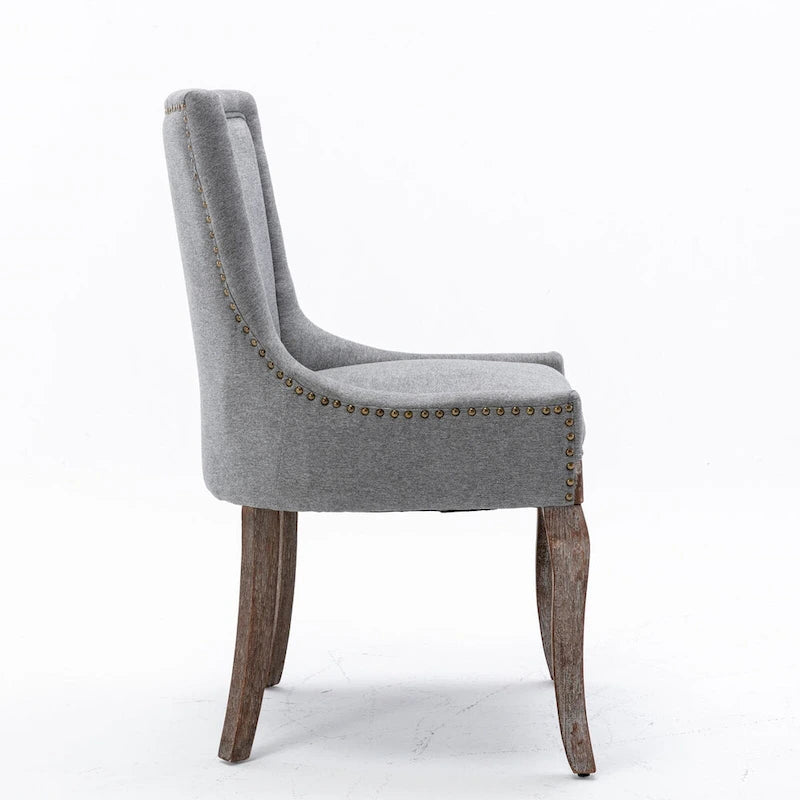 Ultra Side Dining Chair with Thickened Fabric and Bronze Nail Head, Set of 2