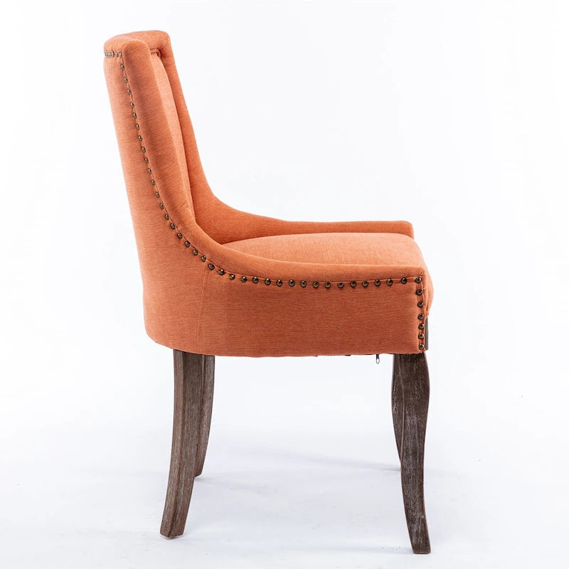 Ultra Side Dining Chair with Thickened Fabric and Bronze Nail Head, Set of 2