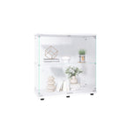 Two-door Glass Display Cabinet 2 Shelves with Door, Floor Standing Curio Bookshelf for Living Room Bedroom Office