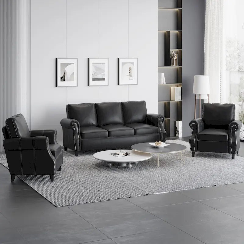 Dowd Faux Leather 3 Piece Club Chair and Sofa Set by Christopher Knight Home