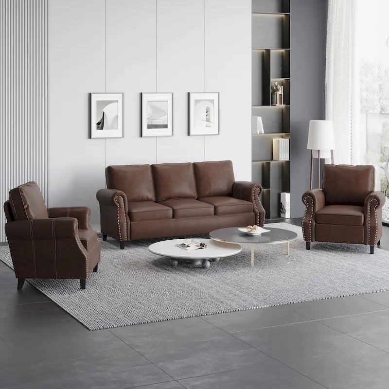 Dowd Faux Leather 3 Piece Club Chair and Sofa Set by Christopher Knight Home