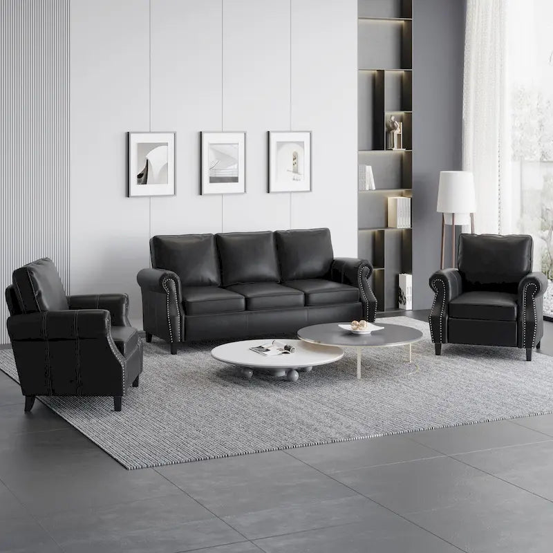 Dowd Faux Leather 3 Piece Club Chair and Sofa Set by Christopher Knight Home