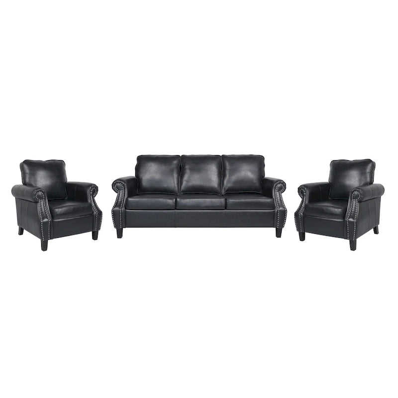 Dowd Faux Leather 3 Piece Club Chair and Sofa Set by Christopher Knight Home