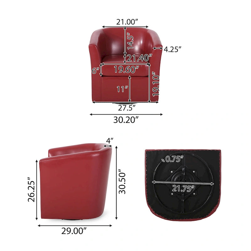 Daymian Swivel Club Chair by Christopher Knight Home - 29.00  D x 30.20  W x 30.50  H
