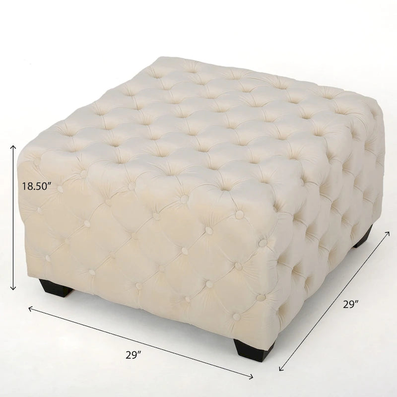 Jaymee Modern Glam Button Tufted Velvet Ottoman by Christopher Knight Home