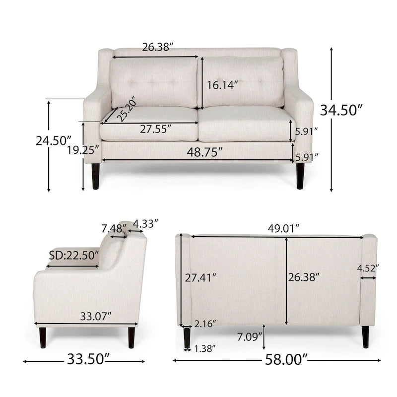 Galene Contemporary Fabric Loveseat by Christopher Knight Home - 58.00  W x 33.50  L x 34.50  H