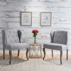 Niclas Wing Back Studded Fabric Accent Chairs (Set of 2) by Christopher Knight Home