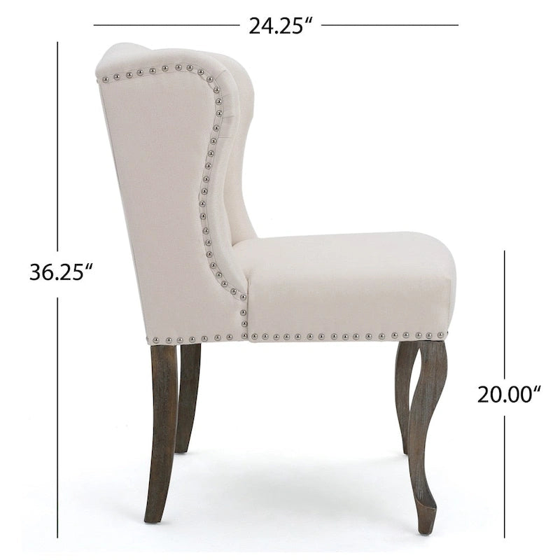 Niclas Wing Back Studded Fabric Accent Chairs (Set of 2) by Christopher Knight Home