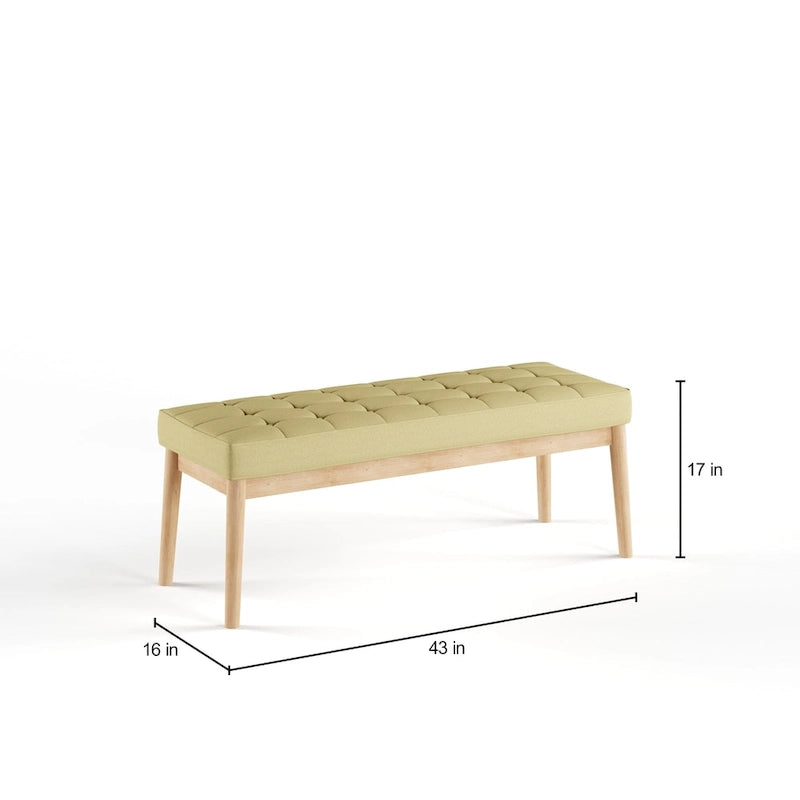 Saxon Mid-century Tufted Fabric Ottoman Bench by Christopher Knight Home - 43.00 L x 15.75 W x 17.00 H