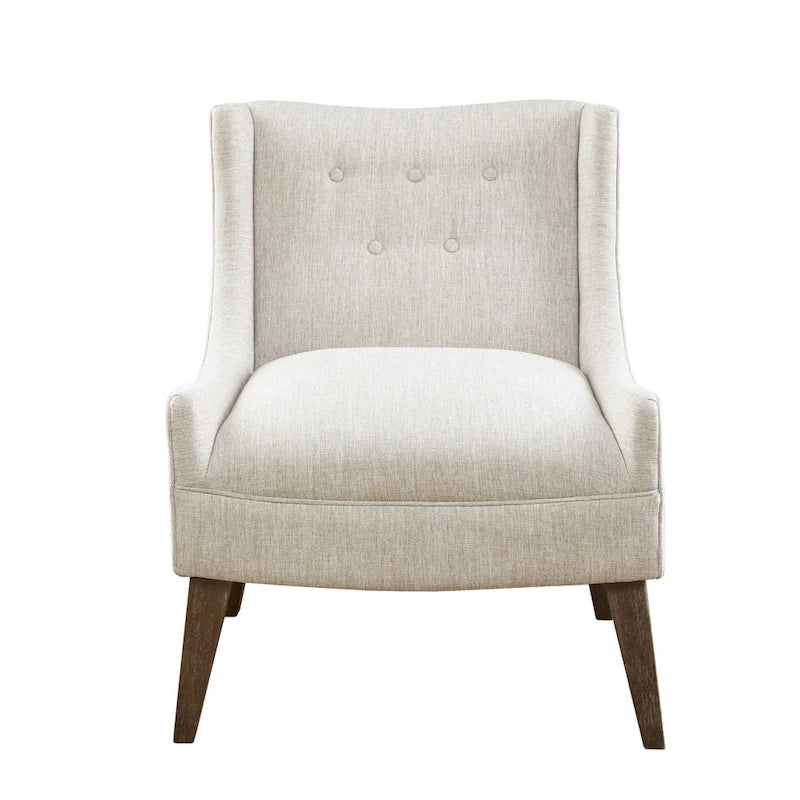 Beige-colored button-down fabric lounge chair