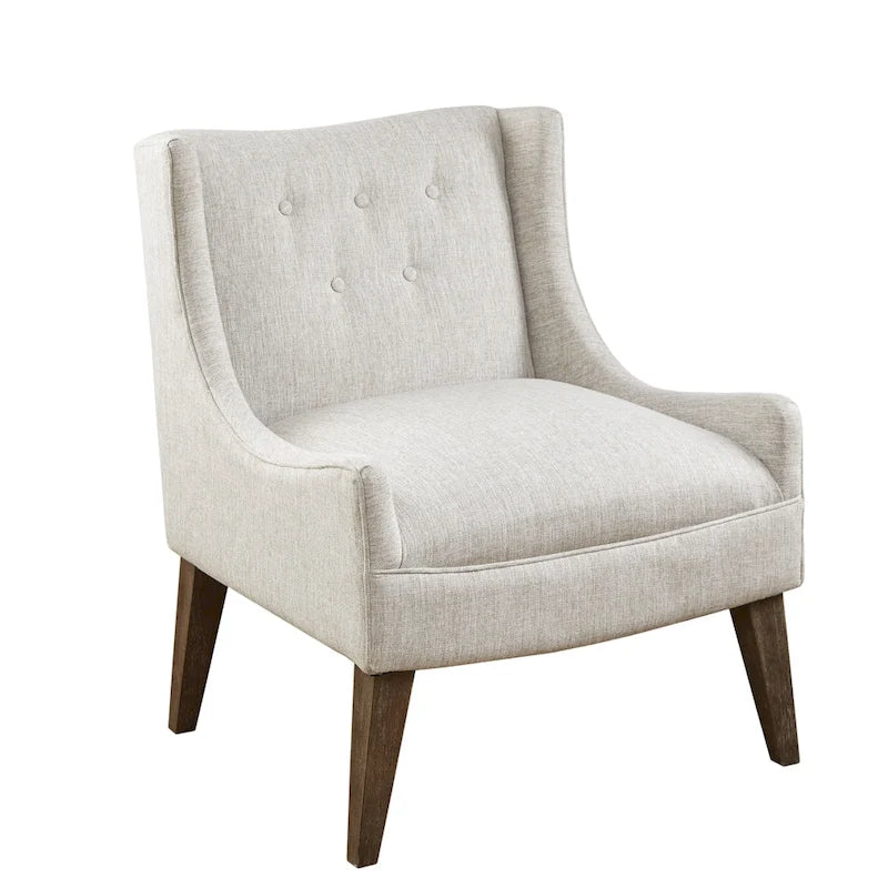 Beige-colored button-down fabric lounge chair