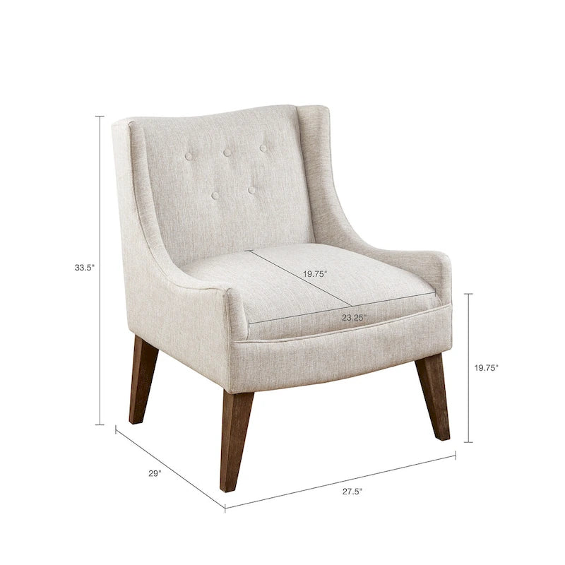 Beige-colored button-down fabric lounge chair