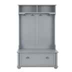 Coastal Style Hall Tree Entryway Bench with Shelves and Shoe Cabinets