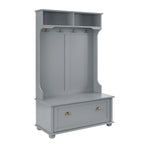 Coastal Style Hall Tree Entryway Bench with Shelves and Shoe Cabinets