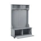 Coastal Style Hall Tree Entryway Bench with Shelves and Shoe Cabinets