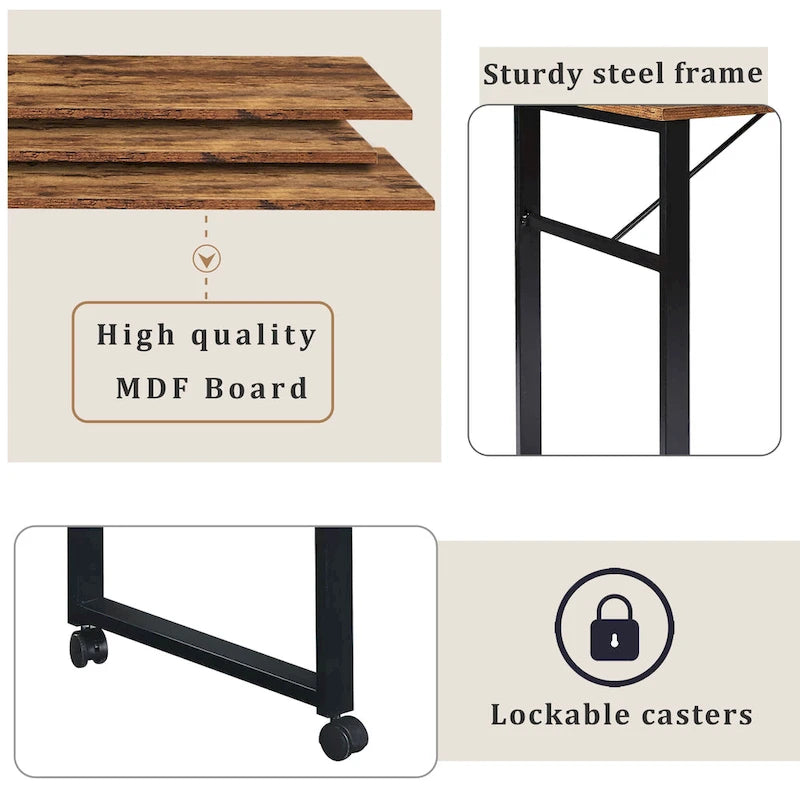 Home Office Computer Desk L-Shaped Corner Table, Rotating Computer Table with 5-Tier Bookshelf