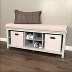 John Louis Home Solid Wood Entryway Bench with 1 Shoe Cubbies Grey