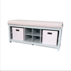 John Louis Home Solid Wood Entryway Bench with 1 Shoe Cubbies Grey