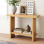 Nathan James Virgo Farmhouse 2-Tier Console Table in Wire-Brushed Wood Finish