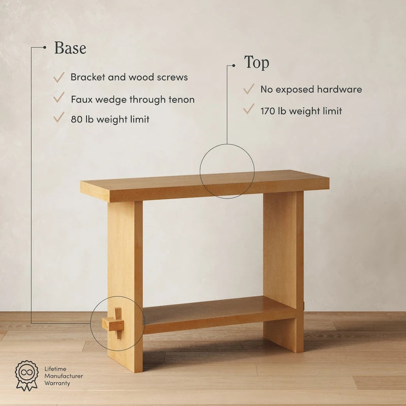 Nathan James Virgo Farmhouse 2-Tier Console Table in Wire-Brushed Wood Finish