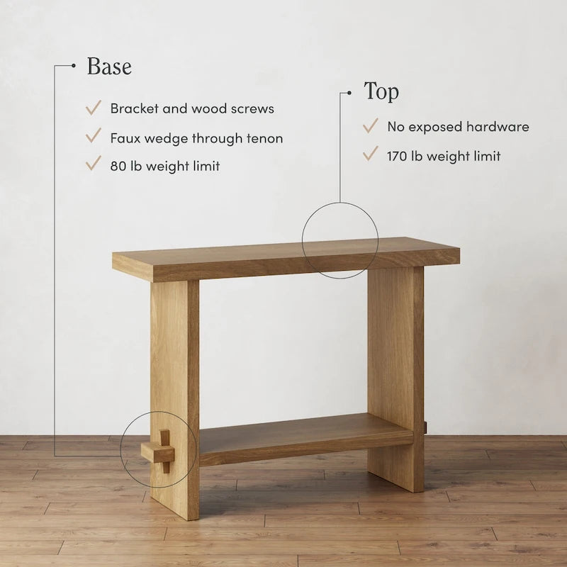 Nathan James Virgo Farmhouse 2-Tier Console Table in Wire-Brushed Wood Finish