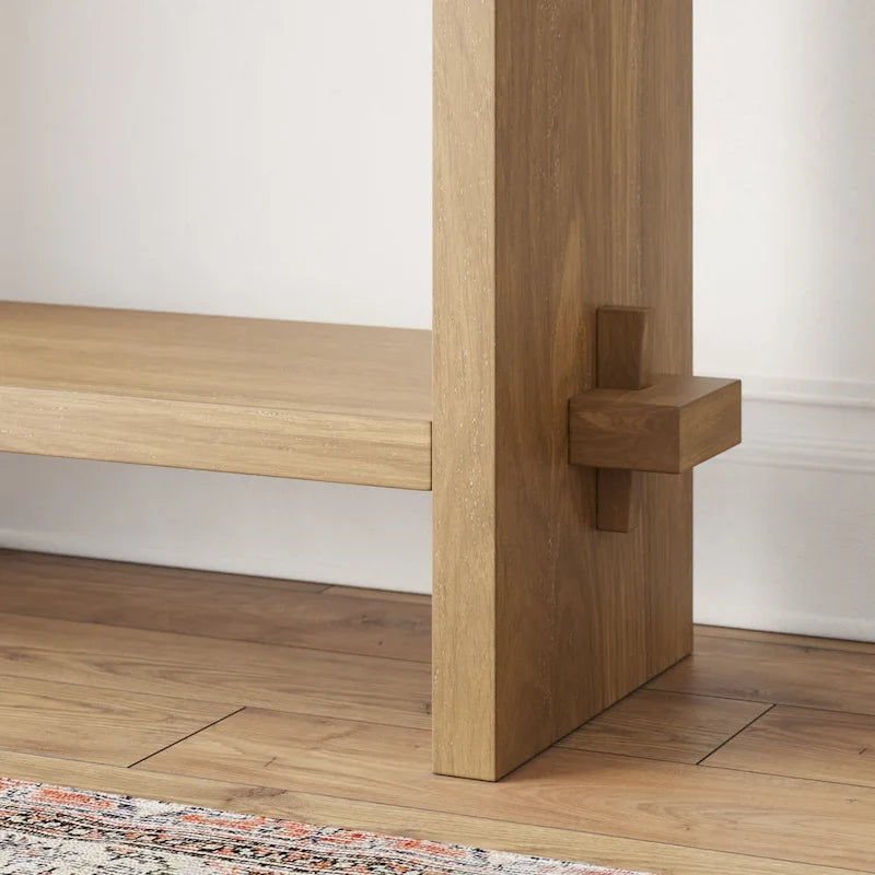 Nathan James Virgo Farmhouse 2-Tier Console Table in Wire-Brushed Wood Finish