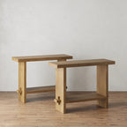 Nathan James Virgo Farmhouse 2-Tier Console Table in Wire-Brushed Wood Finish