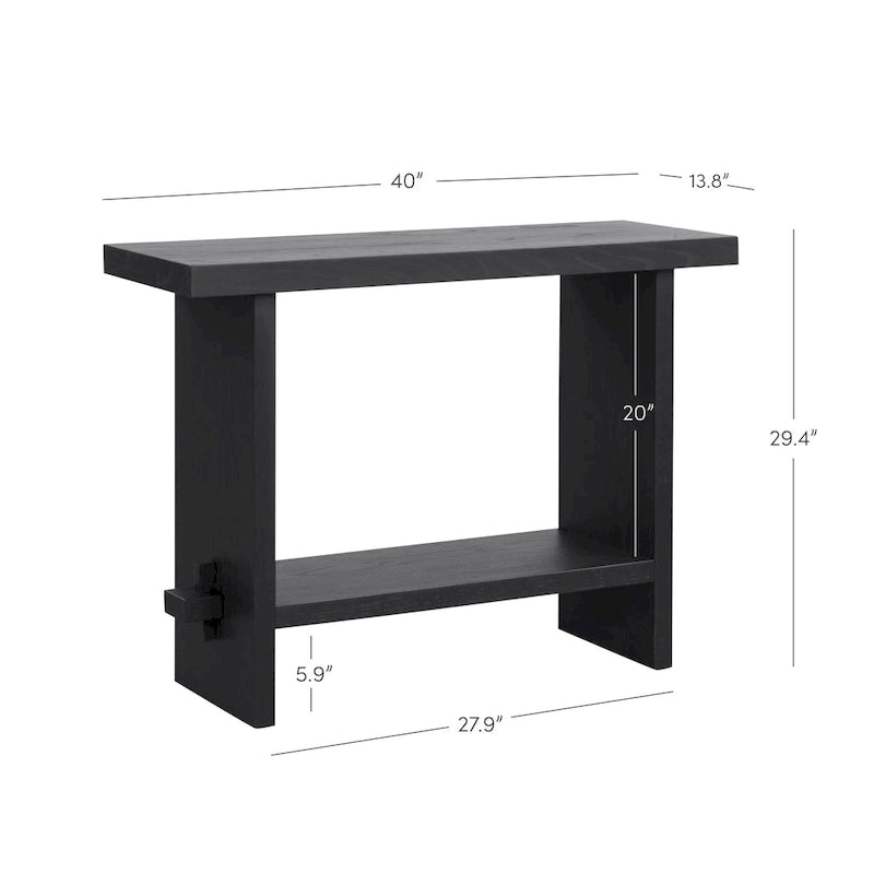 Nathan James Virgo Farmhouse 2-Tier Console Table in Wire-Brushed Wood Finish