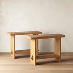 Nathan James Virgo Farmhouse 2-Tier Console Table in Wire-Brushed Wood Finish