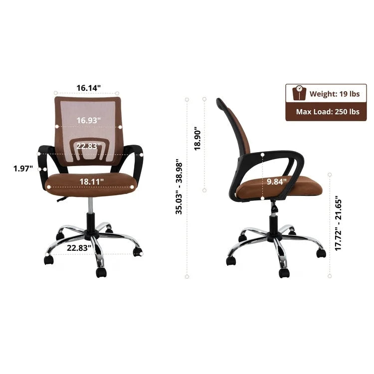 Ergonomic Breathable Mesh Office Chair  Adjustable Design with Lumbar Support and Enhanced Mobility with 360 Swivel Wheels