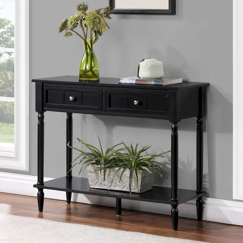 Convenience Concepts French Country 2 Drawer Hall Table with Shelf