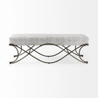 Ayla Gray Fabric Seat w/ Dark Nickel Metal Frame Bench