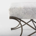 Ayla Gray Fabric Seat w/ Dark Nickel Metal Frame Bench