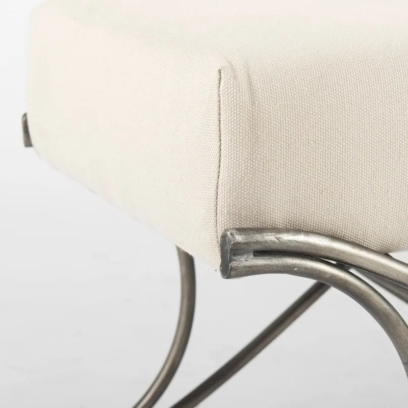 Ayla Gray Fabric Seat w/ Dark Nickel Metal Frame Bench