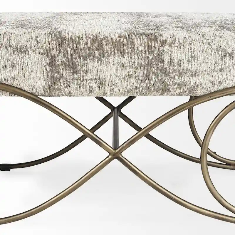 Ayla Gray Fabric Seat w/ Dark Nickel Metal Frame Bench