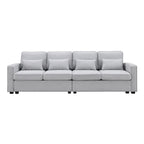 Merax 104  4-Seater Modern Linen Fabric Sofa with Armrest Pockets and 4 Pillows,Minimalist Style Couch