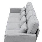 Merax 104  4-Seater Modern Linen Fabric Sofa with Armrest Pockets and 4 Pillows,Minimalist Style Couch