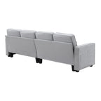 Merax 104  4-Seater Modern Linen Fabric Sofa with Armrest Pockets and 4 Pillows,Minimalist Style Couch