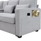 Merax 104  4-Seater Modern Linen Fabric Sofa with Armrest Pockets and 4 Pillows,Minimalist Style Couch
