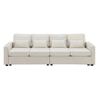 Merax 104  4-Seater Modern Linen Fabric Sofa with Armrest Pockets and 4 Pillows,Minimalist Style Couch