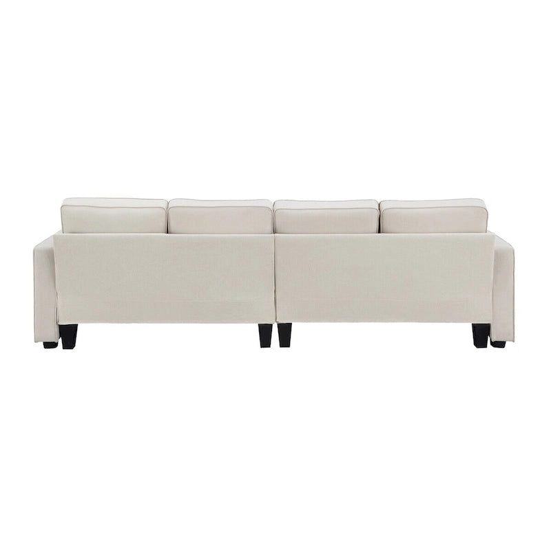 Merax 104  4-Seater Modern Linen Fabric Sofa with Armrest Pockets and 4 Pillows,Minimalist Style Couch