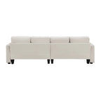 Merax 104  4-Seater Modern Linen Fabric Sofa with Armrest Pockets and 4 Pillows,Minimalist Style Couch